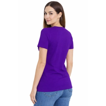 T-shirt Damski purpurowa dekolt w serek roz. S